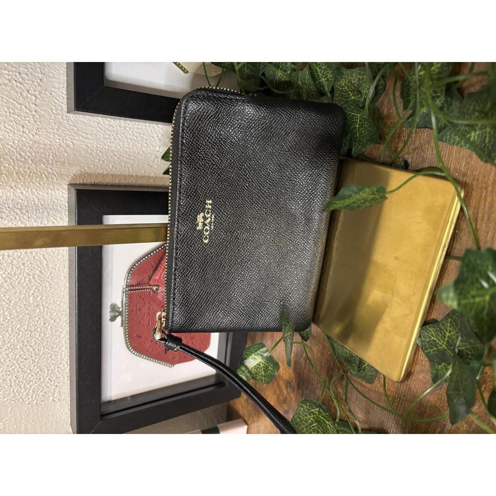 Coach Black Pebbled Wristlet
